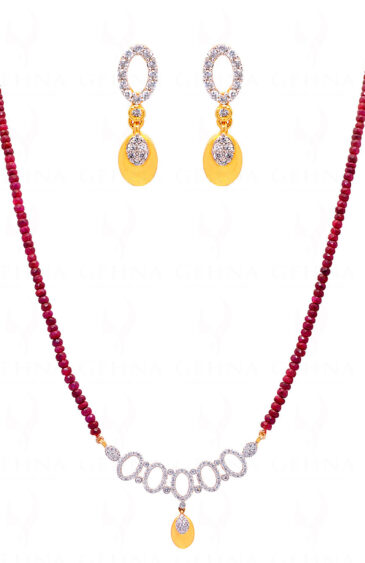 Tanmaniya Attached With Ruby Gemstone Faceted Bead NP-1173