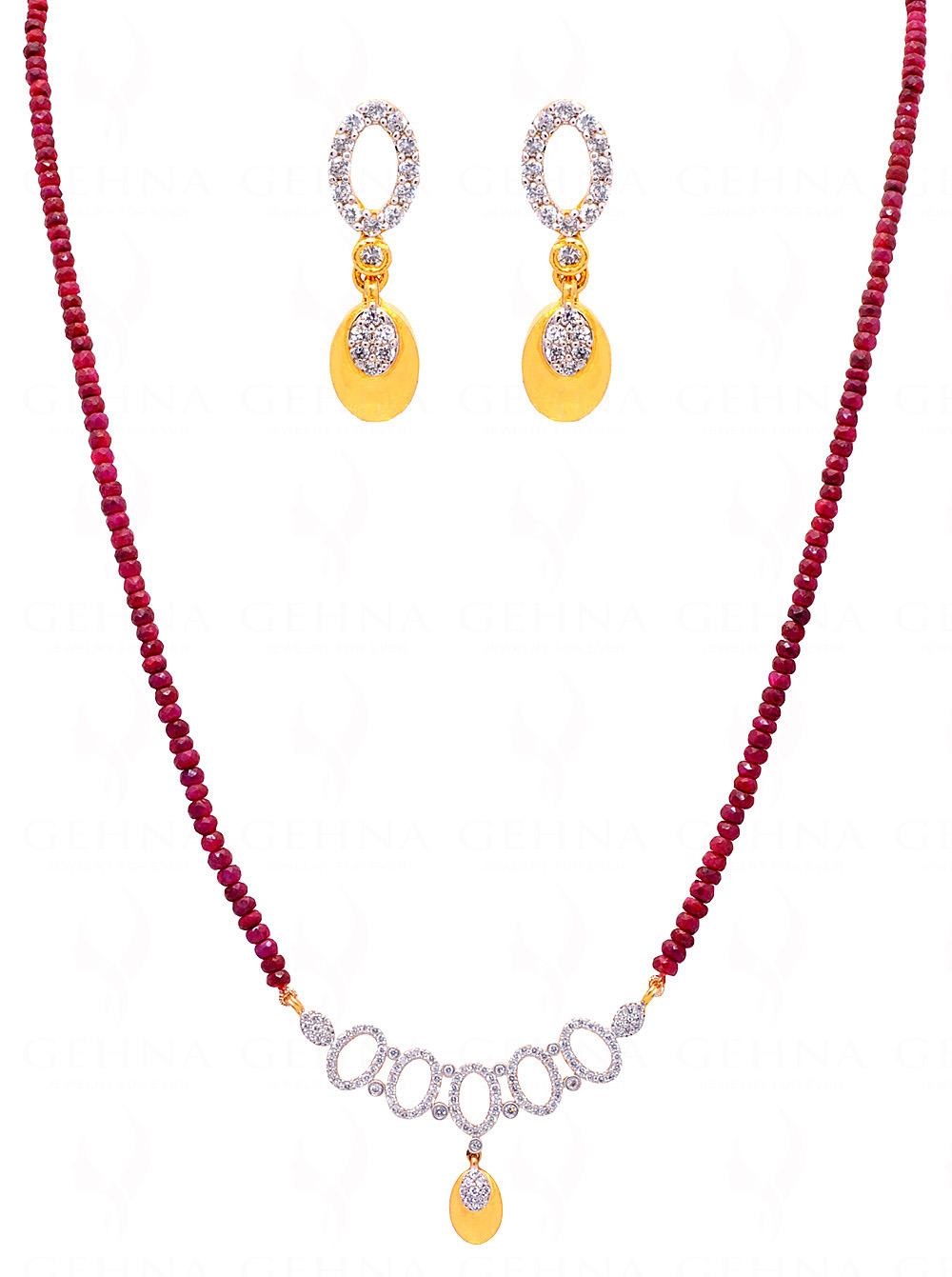 Tanmaniya Attached With Ruby Gemstone Faceted Bead NP-1173