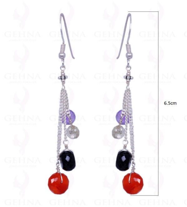 Carnelian, Amethyst, Lemon Topaz & Spinel Gemstone .925 Silver Earring ES-1173