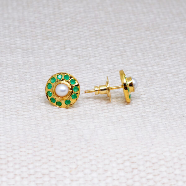 Pearl & Emerald Studded Round Shape Festive Earring FE-1173