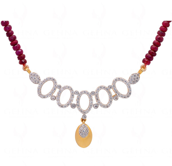 Tanmaniya Attached With Ruby Gemstone Faceted Bead NP-1173