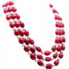 3 Rows Of Pearl & Ruby Gemstone Beaded Necklace NM-1173