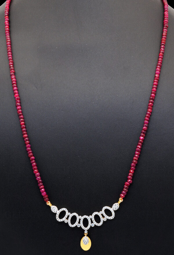 Tanmaniya Attached With Ruby Gemstone Faceted Bead NP-1173