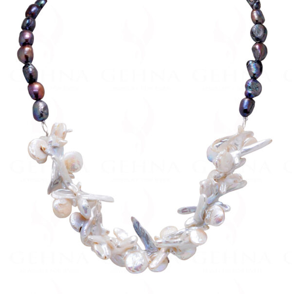 Freshwater Pearls Fancy Shaped Single Row Beaded Necklace NM-1174