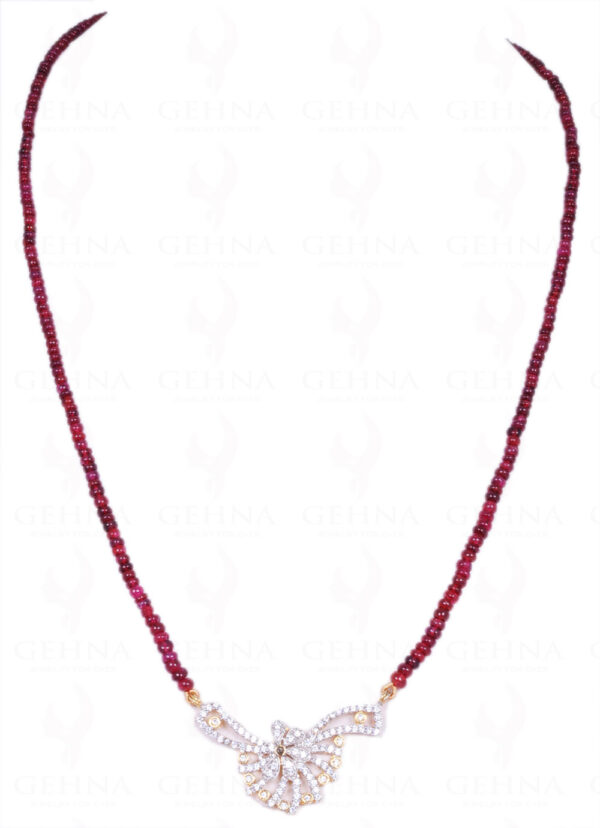 Tanmaniya Attached With Ruby Gemstone Cabochon Round Bead NP-1174