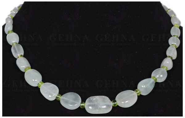 Aquamarine & Peridot Gemstone Bead Necklace NS-1174