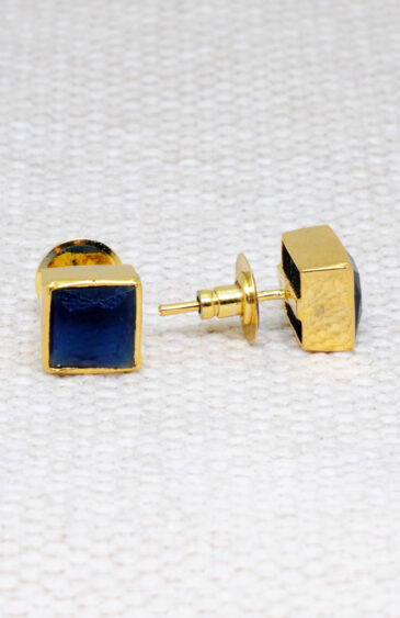 Blue Sapphire Studded Square Shape Earrings FE-1174