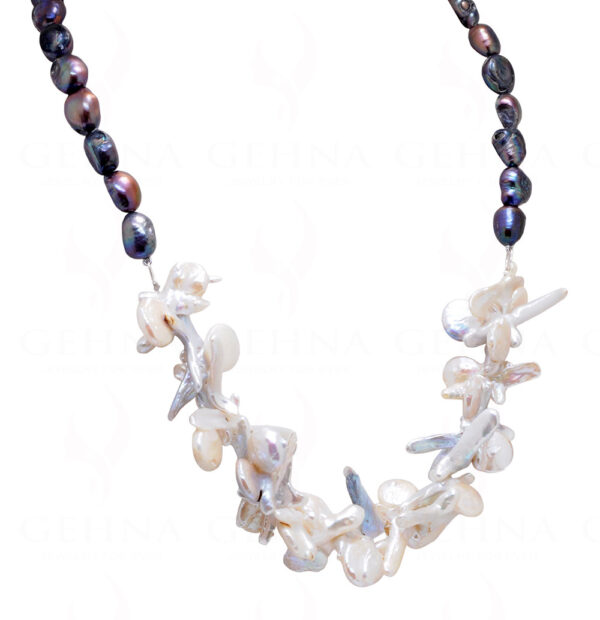 Freshwater Pearls Fancy Shaped Single Row Beaded Necklace NM-1174