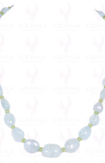 Aquamarine & Peridot Gemstone Bead Necklace NS-1174
