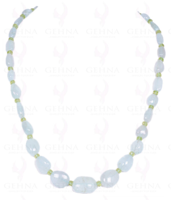 Aquamarine & Peridot Gemstone Bead Necklace NS-1174