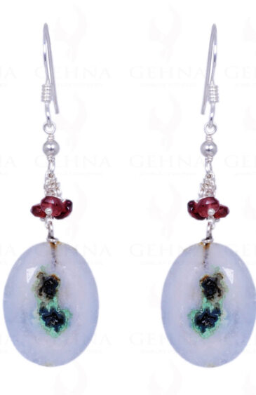 Red Garnet & Amazonite Gemstone Earrings Made In .925 Sterling Silver ES-1175