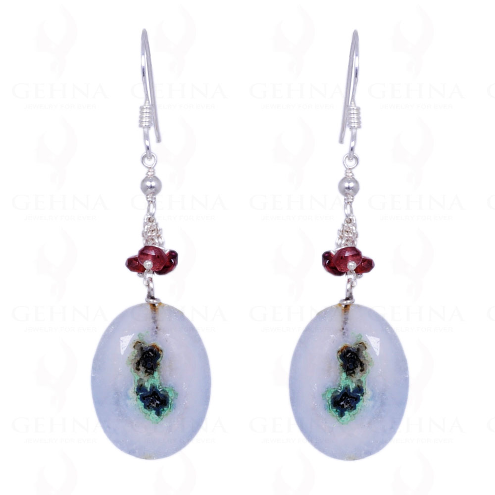 Red Garnet & Amazonite Gemstone Earrings Made In .925 Sterling Silver ES-1175