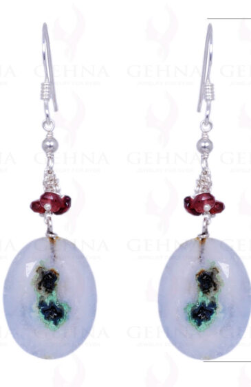 Red Garnet & Amazonite Gemstone Earrings Made In .925 Sterling Silver ES-1175