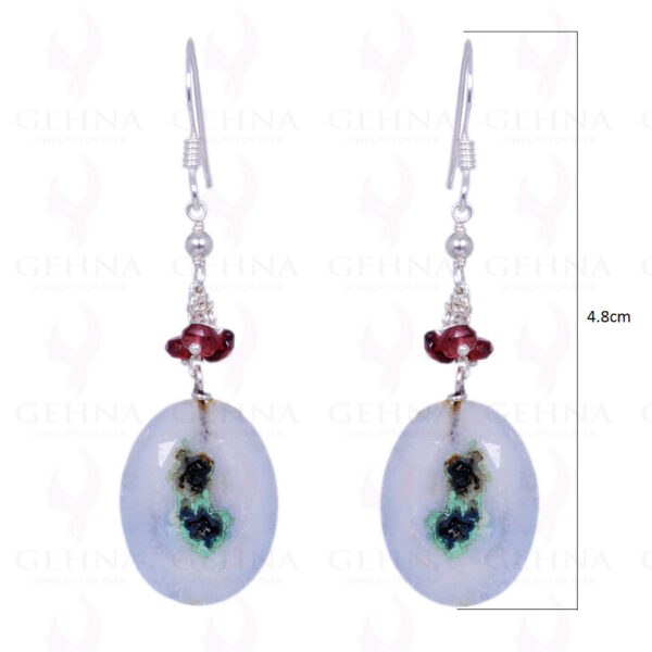 Red Garnet & Amazonite Gemstone Earrings Made In .925 Sterling Silver ES-1175