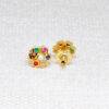 Pearl, Ruby & Emerald Studded Flower Shape Earrings FE-1175