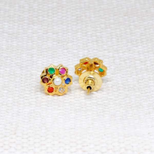 Pearl, Ruby & Emerald Studded Flower Shape Earrings FE-1175