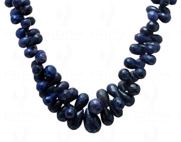 Blue Sapphire Gemstone Drop Shaped Faceted Bead Necklace NP-1175