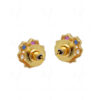 Pearl, Ruby & Emerald Studded Flower Shape Earrings FE-1175