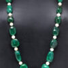 Emerald & Pearl Gemstone Tumble Shape Beaded Necklace NM-1175