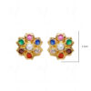 Pearl, Ruby & Emerald Studded Flower Shape Earrings FE-1175