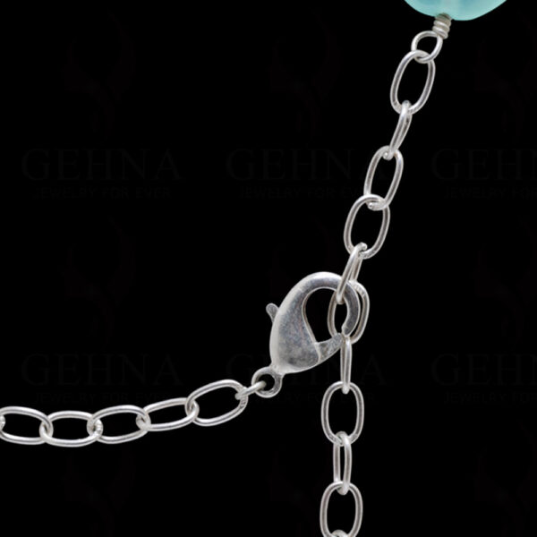 Aquamarine & Black Spinel Gemstone Knotted Necklace In .925 Silver CS-1175