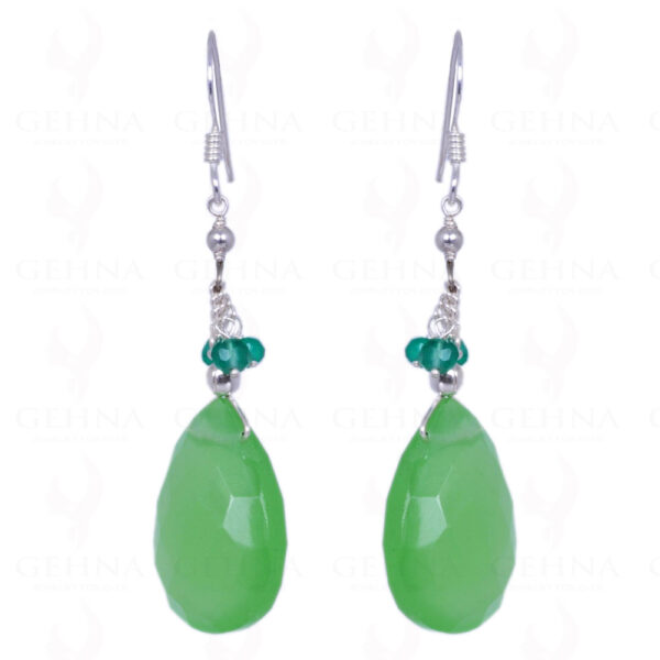 Green Onyx & Chrysoprase Gemstone Earrings Made In .925 Sterling Silver ES-1176