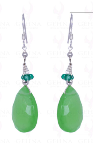Green Onyx & Chrysoprase Gemstone Earrings Made In .925 Sterling Silver ES-1176