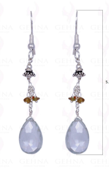 Tourmaline, Carnelian & Rock-Crystal Gemstone Earrings In .925 Silver ES-1177