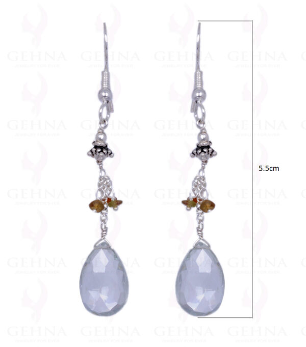 Tourmaline, Carnelian & Rock-Crystal Gemstone Earrings In .925 Silver ES-1177