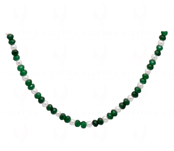 Pearl & Emerald Gemstone Faceted Bead Necklace NM-1177