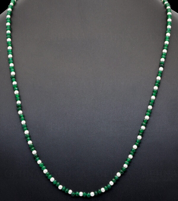 Pearl & Emerald Gemstone Faceted Bead Necklace NM-1177