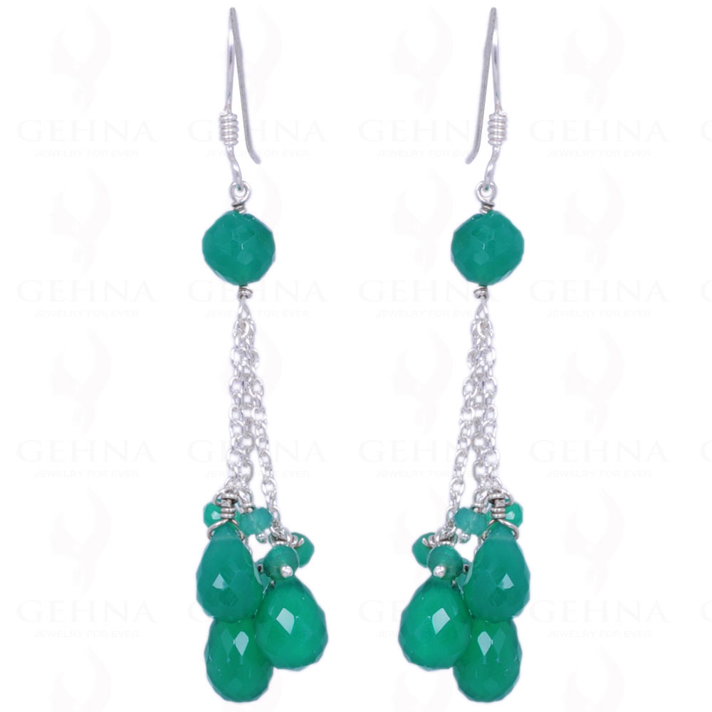 Green Onyx Gemstone & Drop Earrings Made In .925 Solid Silver ES-1178