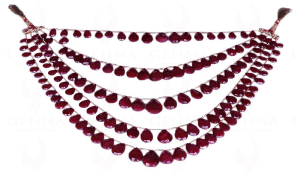 5 Rows Of Ruby Gemstone Almond Shaped Faceted Bead Strand NP-1178