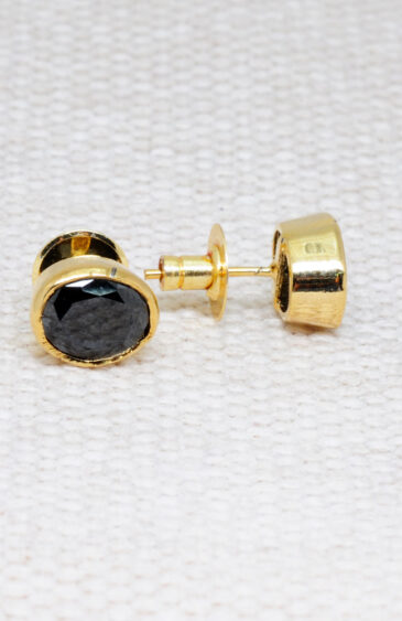 Black Spinel Studded Round Shape Earrings FE-1178