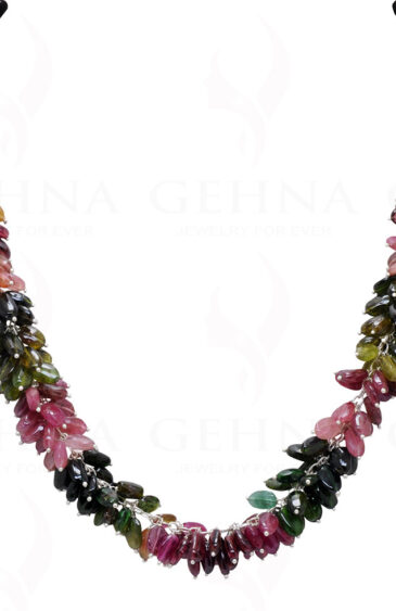 Multi Tourmaline Gemstone Knotted Chain Necklace & Earring CS-1179