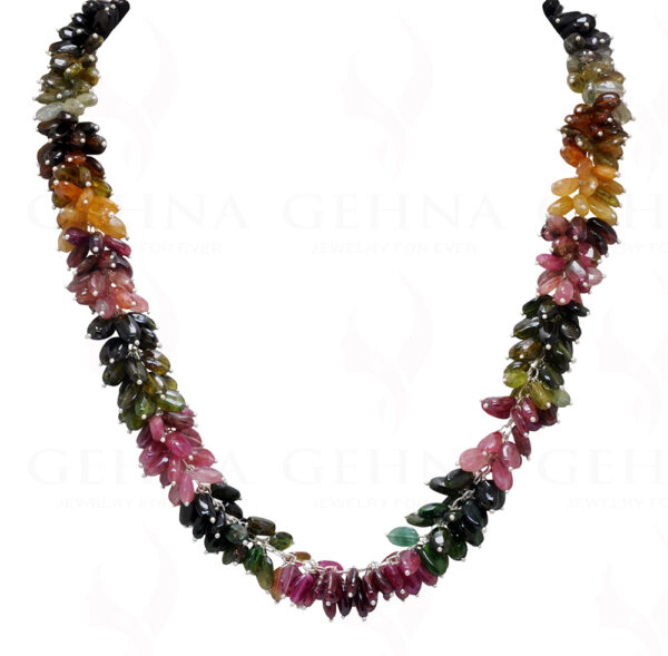 Multi Tourmaline Gemstone Knotted Chain Necklace & Earring CS-1179