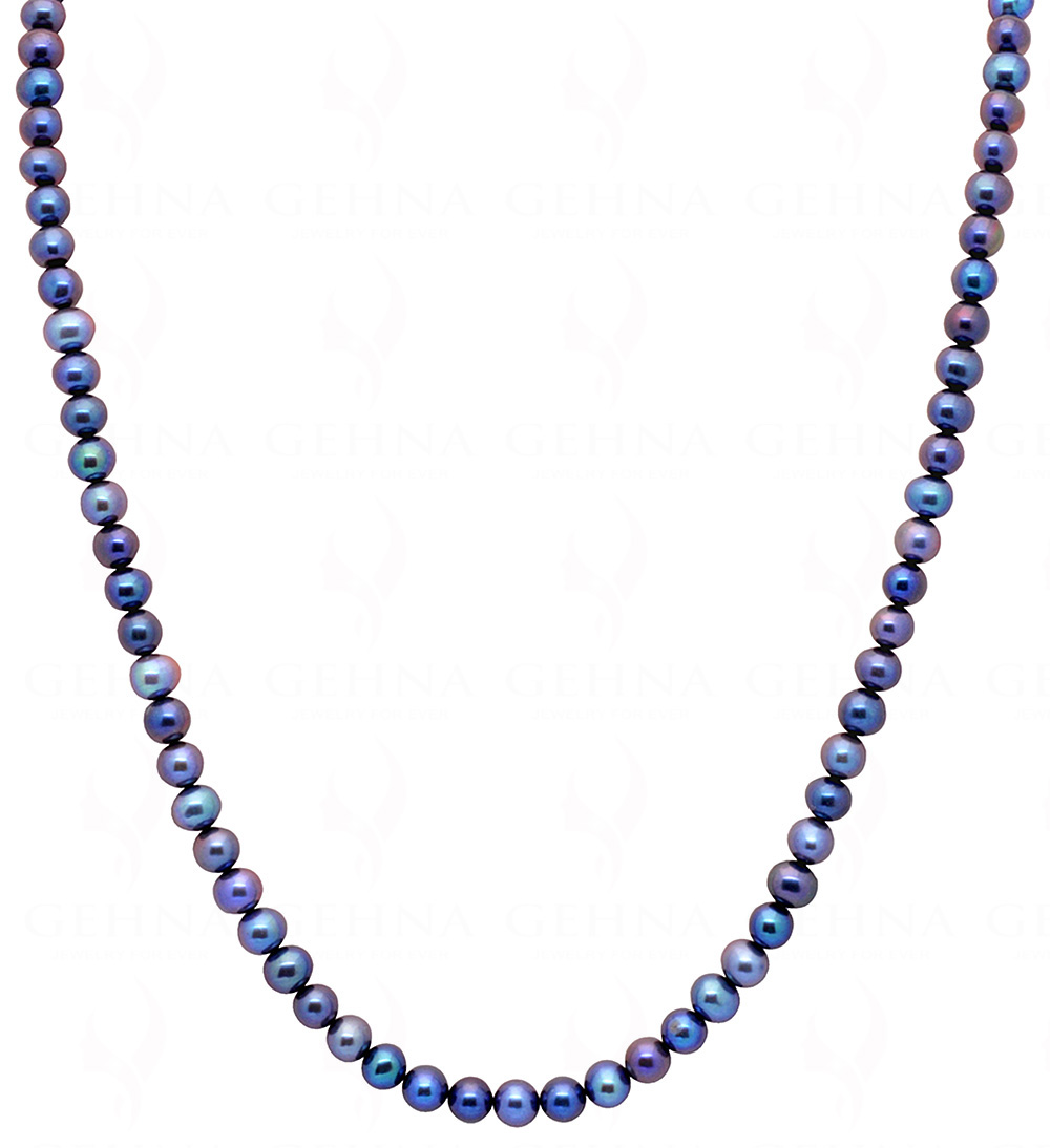 Sea Water Blue Pearl Gemstone Faceted Bead Necklace NM-1179