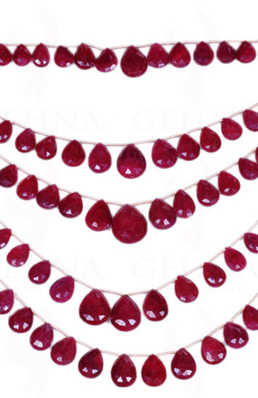 5 Rows Of Ruby Gemstone Almond Shaped Faceted Bead String NP-1179