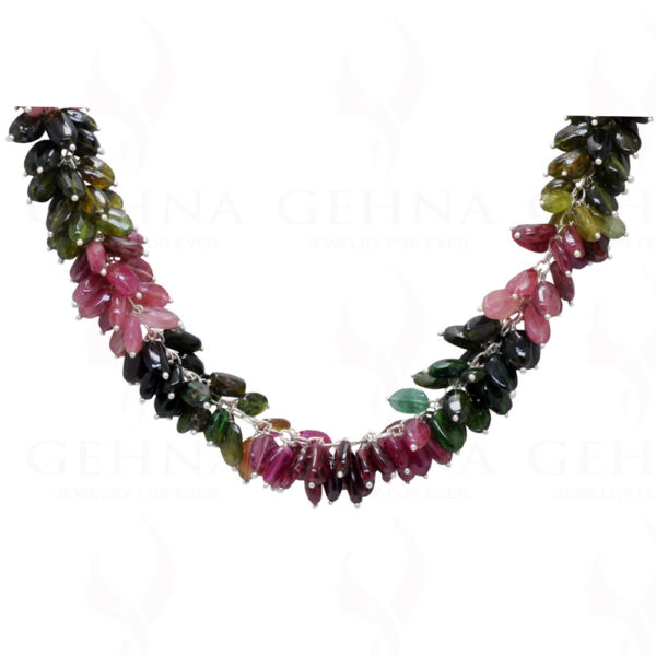 Multi Tourmaline Gemstone Knotted Chain Necklace & Earring CS-1179