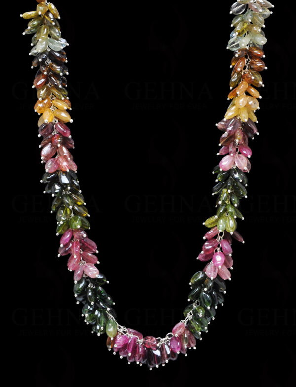 Multi Tourmaline Gemstone Knotted Chain Necklace & Earring CS-1179