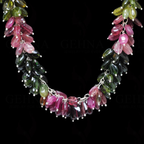 Multi Tourmaline Gemstone Knotted Chain Necklace & Earring CS-1179