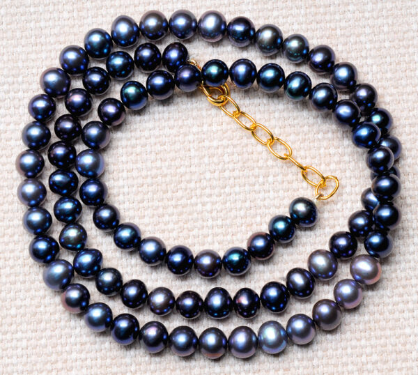 Sea Water Blue Pearl Gemstone Faceted Bead Necklace NM-1179