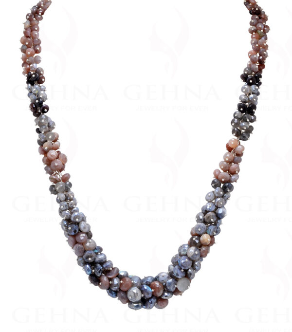 Black Pyrite Gemstone Knotted Chain Necklace In 925 Ssterling Silver CS-1180