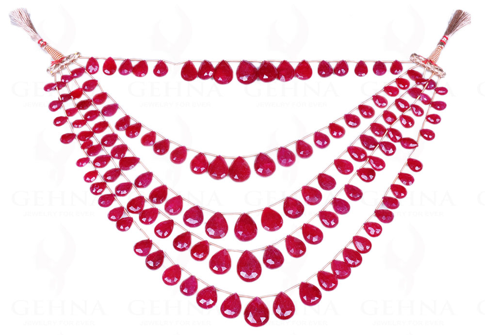 5 Rows Of Almond Shaped Ruby Gemstone Faceted Bead String NP-1180