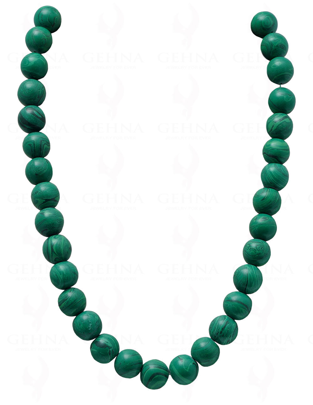 Malachite Gemstone Cabochon Round Ball Bead Necklace NS-1180