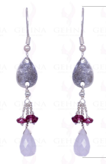 Rose Quartz & Red Garnet Gemstone Earrings Made In .925 Solid Silver ES-1180