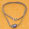 Baroque Pearl Attached With Choker Necklace Knotted On Leather Cord  NM-1180