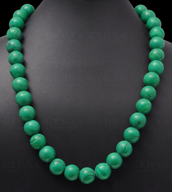 Malachite Gemstone Cabochon Round Ball Bead Necklace NS-1180