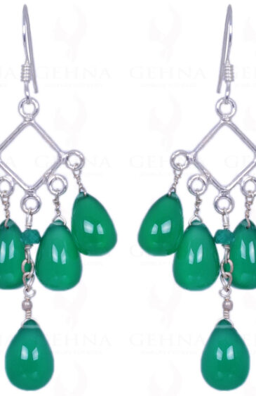 Green Onyx Gemstone Drops Earrings Made In .925 Solid Silver ES-1181