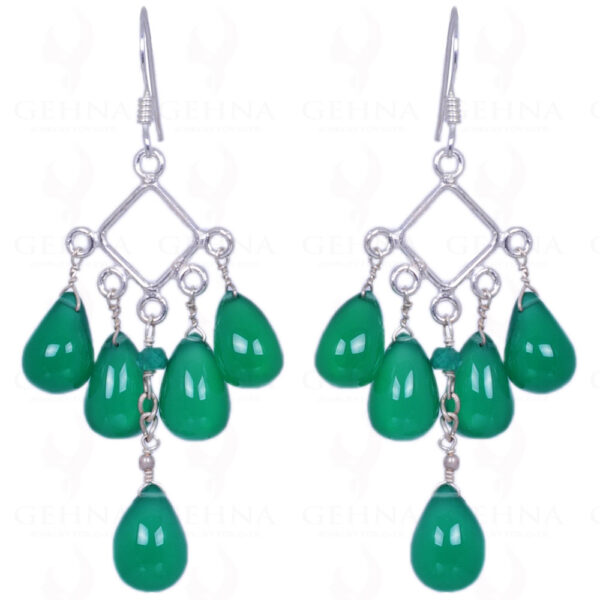 Green Onyx Gemstone Drops Earrings Made In .925 Solid Silver ES-1181